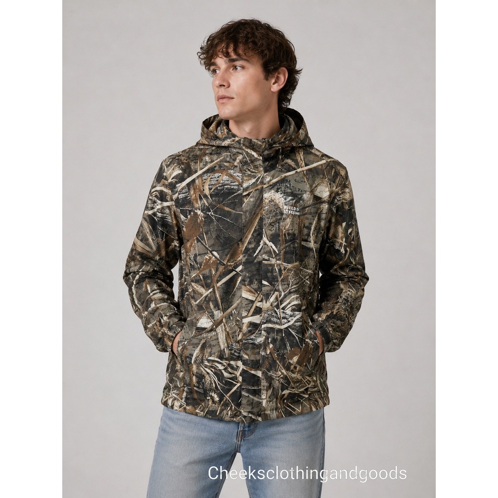 Field & Stream Mens Realtree Max-5 Waterproof Hooded Hunting Rain Jacket Medium